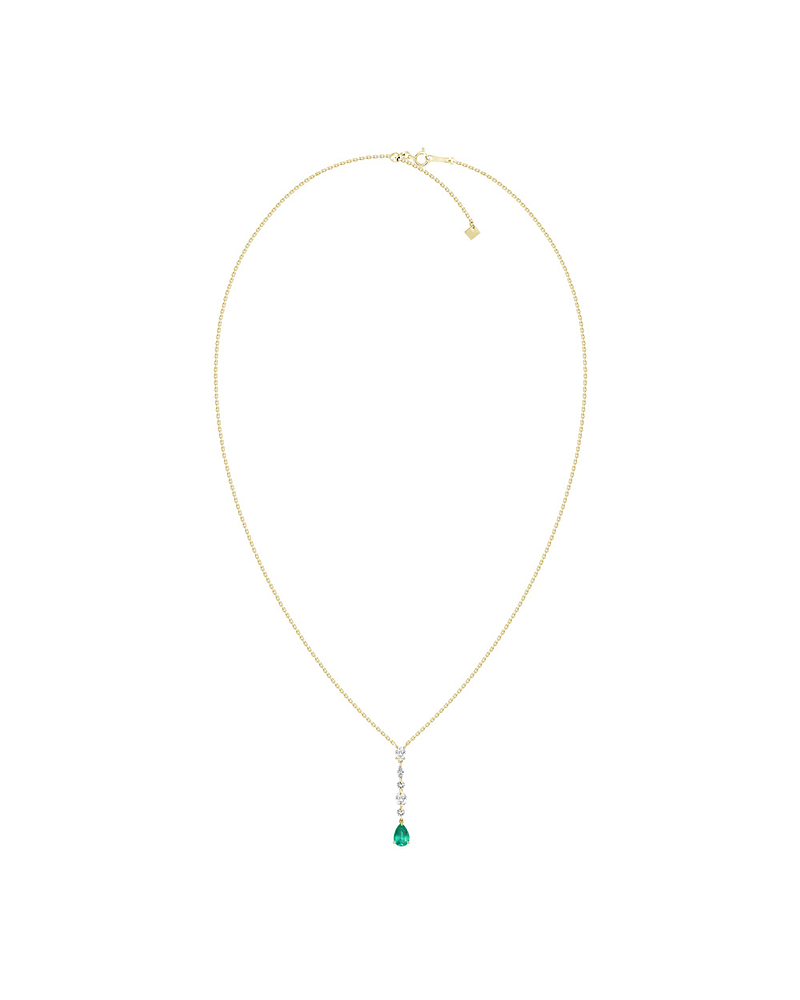 Collar Esmeralda y Brillantes en Oro Amarillo 18K