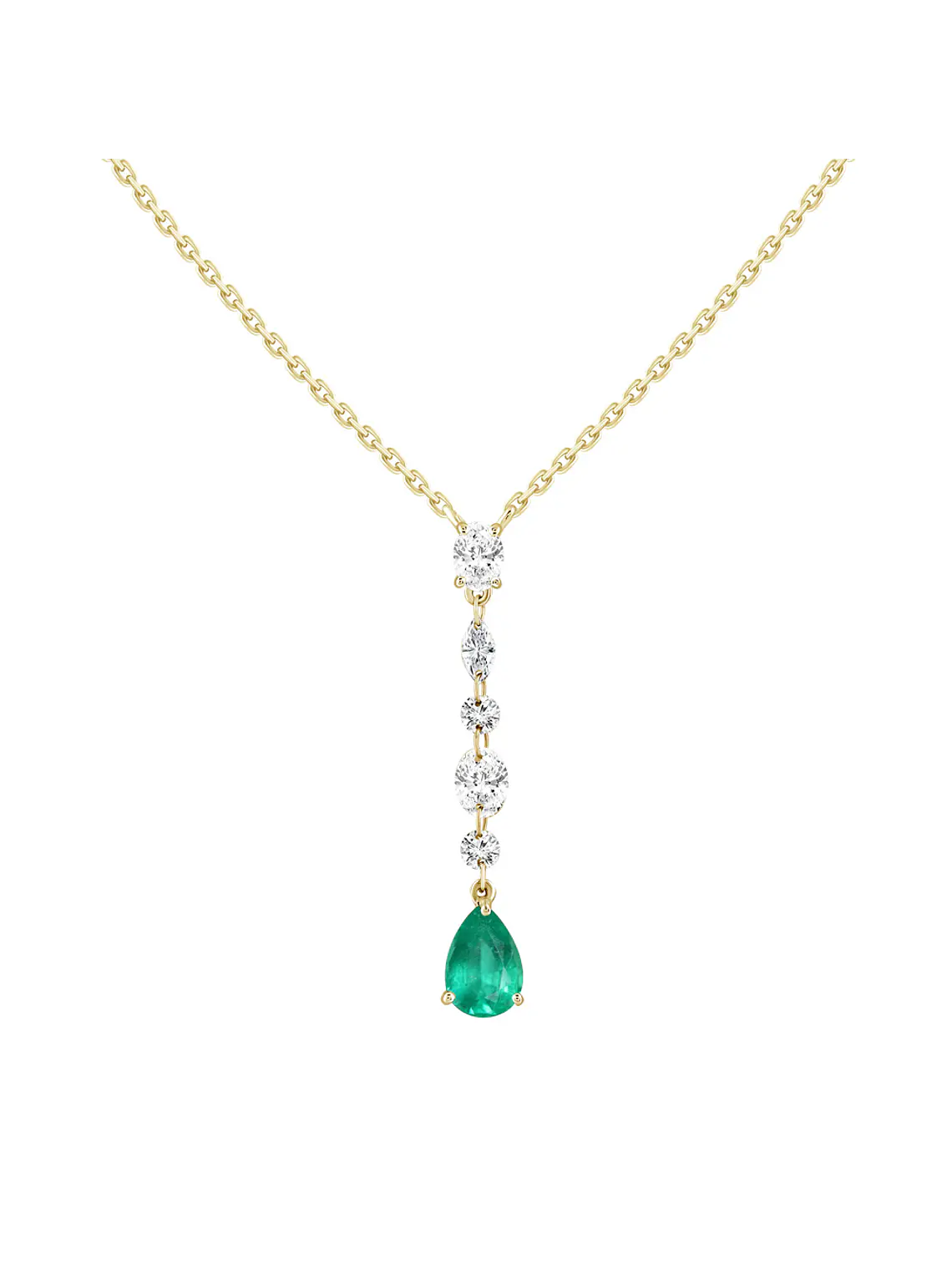 Collar Esmeralda y Brillantes en Oro Amarillo 18K 1