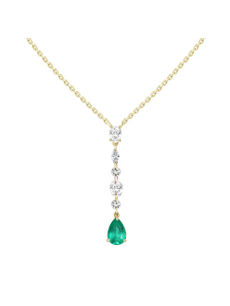 Collar Esmeralda y Brillantes en Oro Amarillo 18K 1