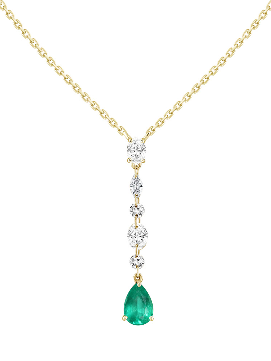 Collar Esmeralda y Brillantes en Oro Amarillo 18K 1