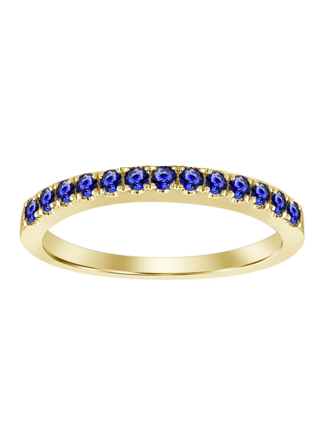 Anillo Cintillo Zafiros Azules en Oro Amarillo 18K 1