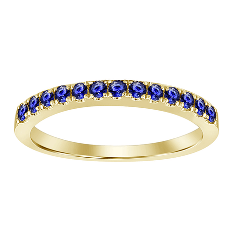 Anillo Cintillo Zafiros Azules en Oro Amarillo 18K