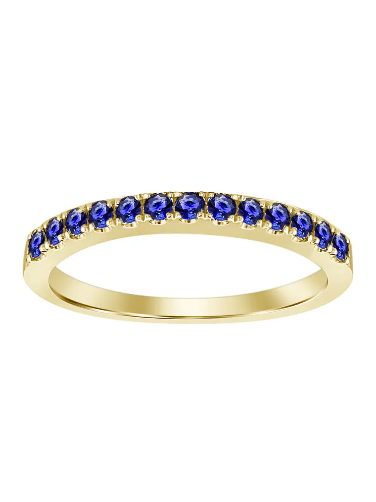 Anillo Cintillo Zafiros Azules en Oro Amarillo 18K 1