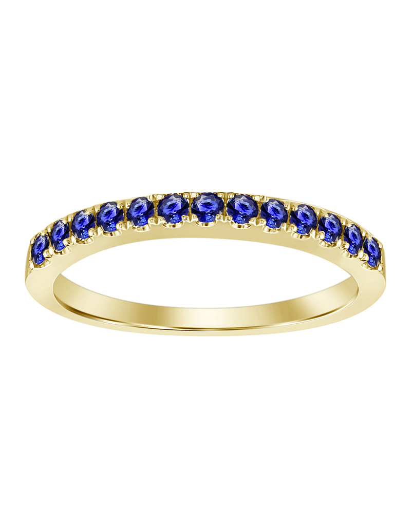 Anillo Cintillo Zafiros Azules en Oro Amarillo 18K