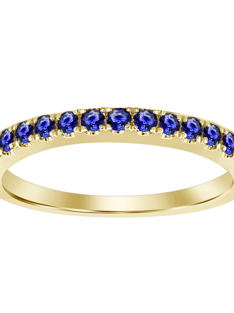 Anillo Cintillo Zafiros Azules en Oro Amarillo 18K 1