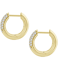 Aros Argollas Diamantes Pavé Oro Amarillo 18K
