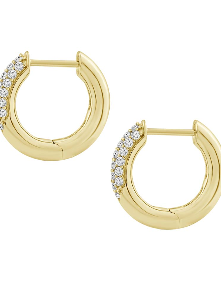 Aros Argollas Diamantes Pavé Oro Amarillo 18K 2