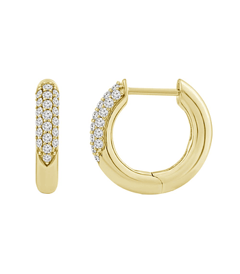 Aros Argollas Diamantes Pavé Oro Amarillo 18K