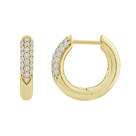 Aros Argollas Diamantes Pavé Oro Amarillo 18K