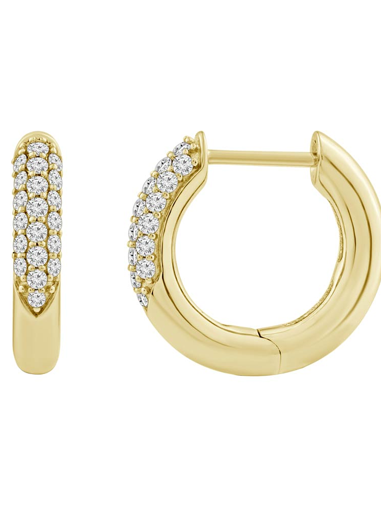 Aros Argollas Diamantes Pavé Oro Amarillo 18K 1