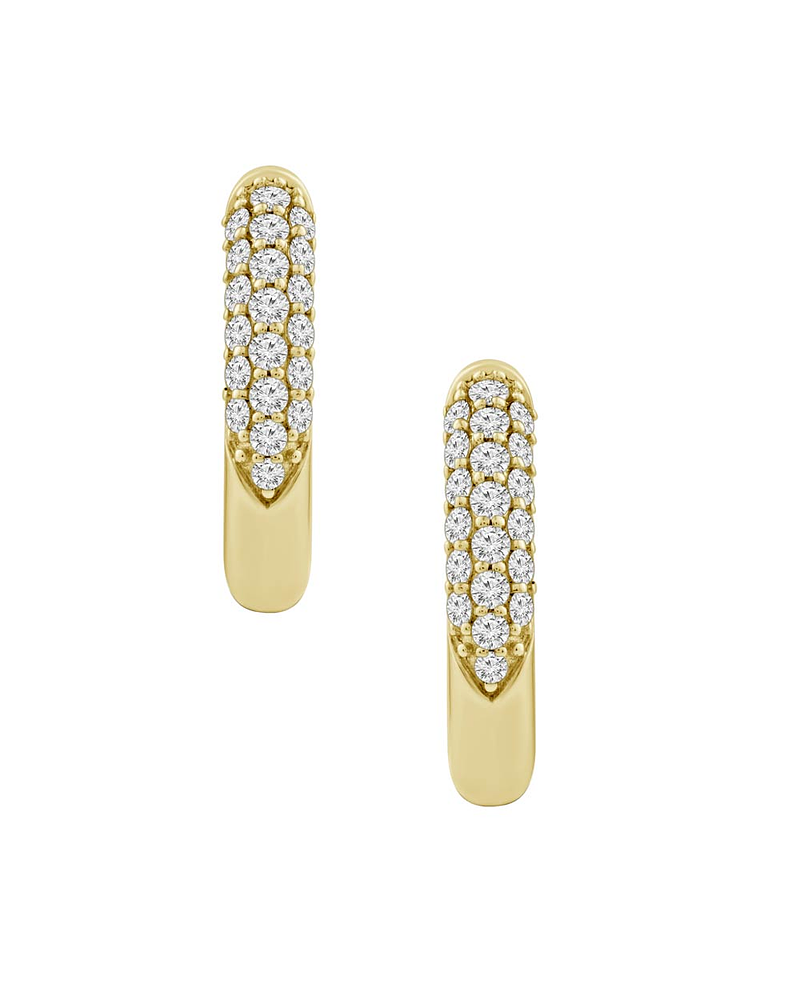 Aros Argollas Diamantes Pavé Oro Amarillo 18K