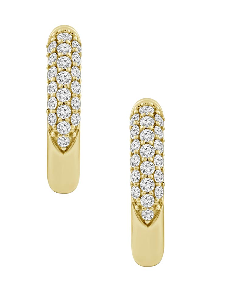 Aros Argollas Diamantes Pavé Oro Amarillo 18K 3