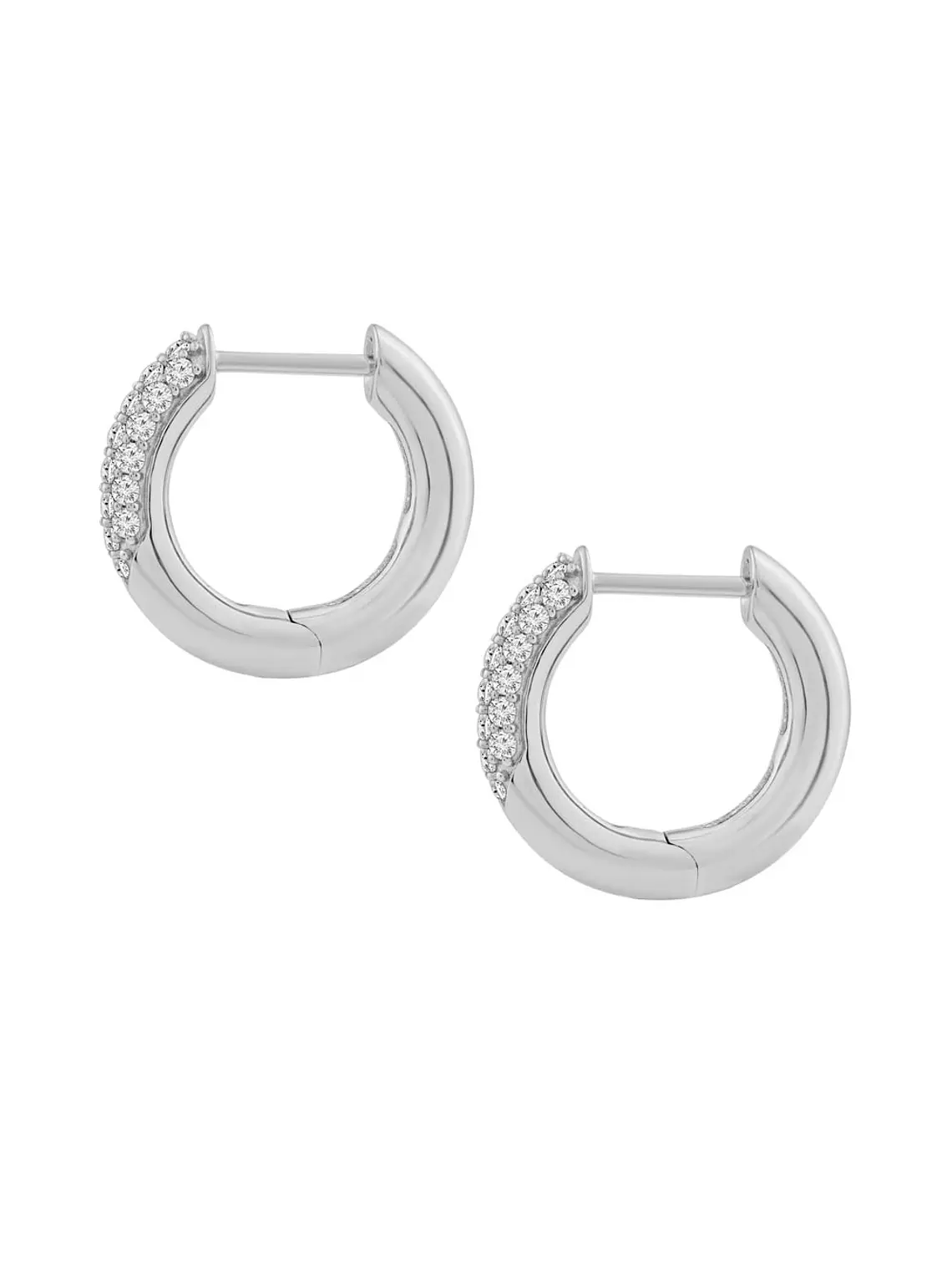 Aros Argollas Diamantes Pavé Oro Blanco 18K 3