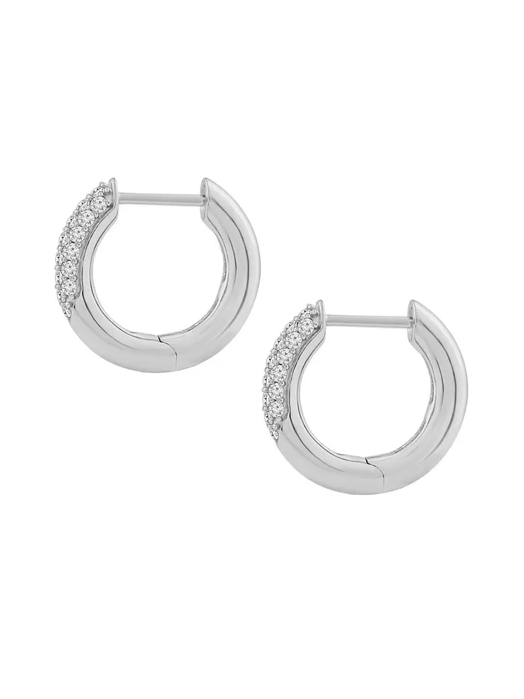 Aros Argollas Diamantes Pavé Oro Blanco 18K 3
