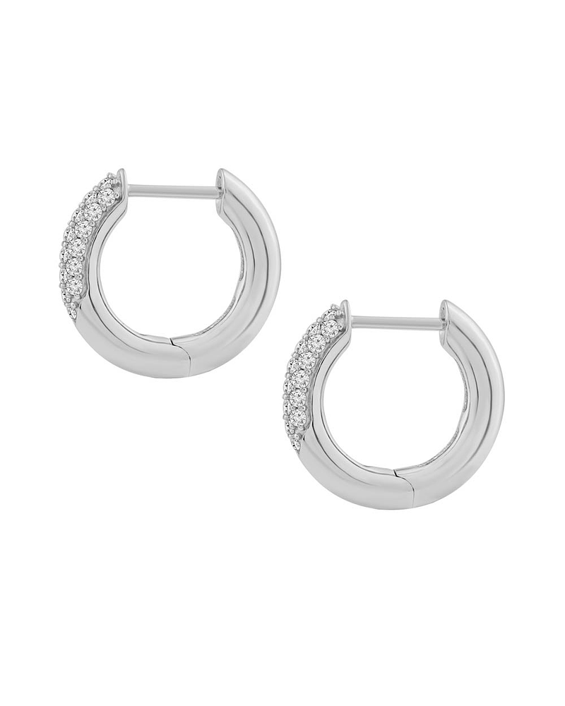 Aros Argollas Diamantes Pavé Oro Blanco 18K
