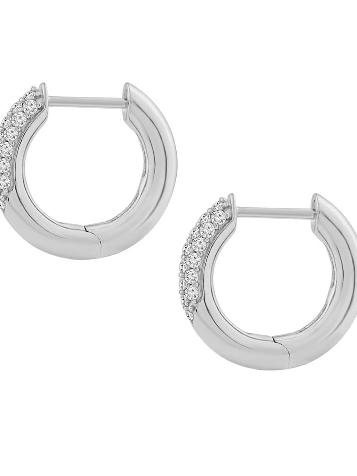 Aros Argollas Diamantes Pavé Oro Blanco 18K 3