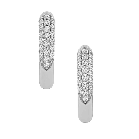 Aros Argollas Diamantes Pavé Oro Blanco 18K
