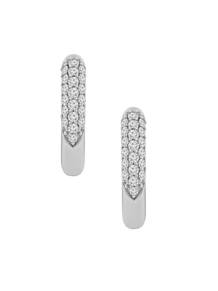 Aros Argollas Diamantes Pavé Oro Blanco 18K 2