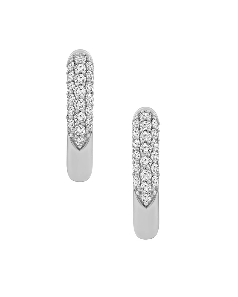 Aros Argollas Diamantes Pavé Oro Blanco 18K