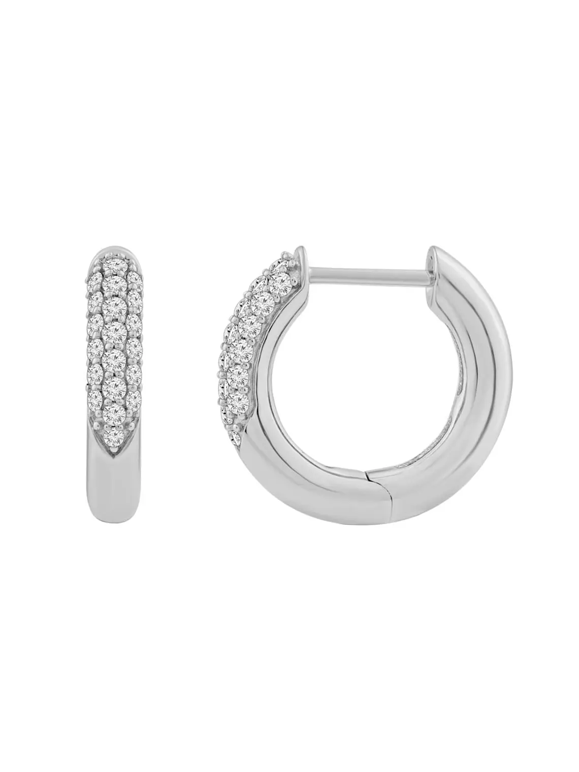 Aros Argollas Diamantes Pavé Oro Blanco 18K 1