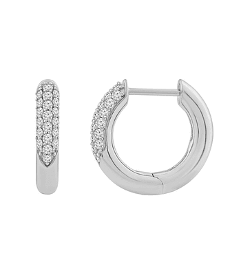 Aros Argollas Diamantes Pavé Oro Blanco 18K