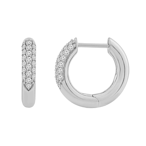 Aros Argollas Diamantes Pavé Oro Blanco 18K