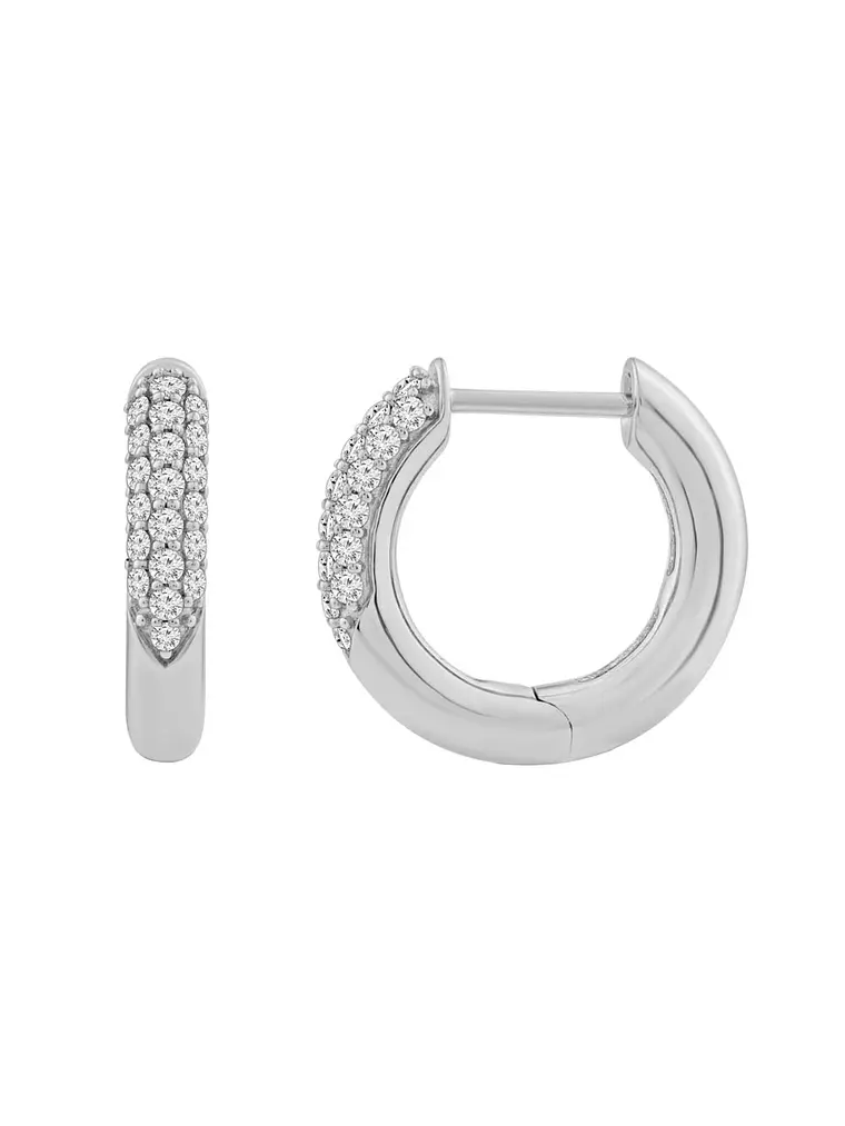 Aros Argollas Diamantes Pavé Oro Blanco 18K 1