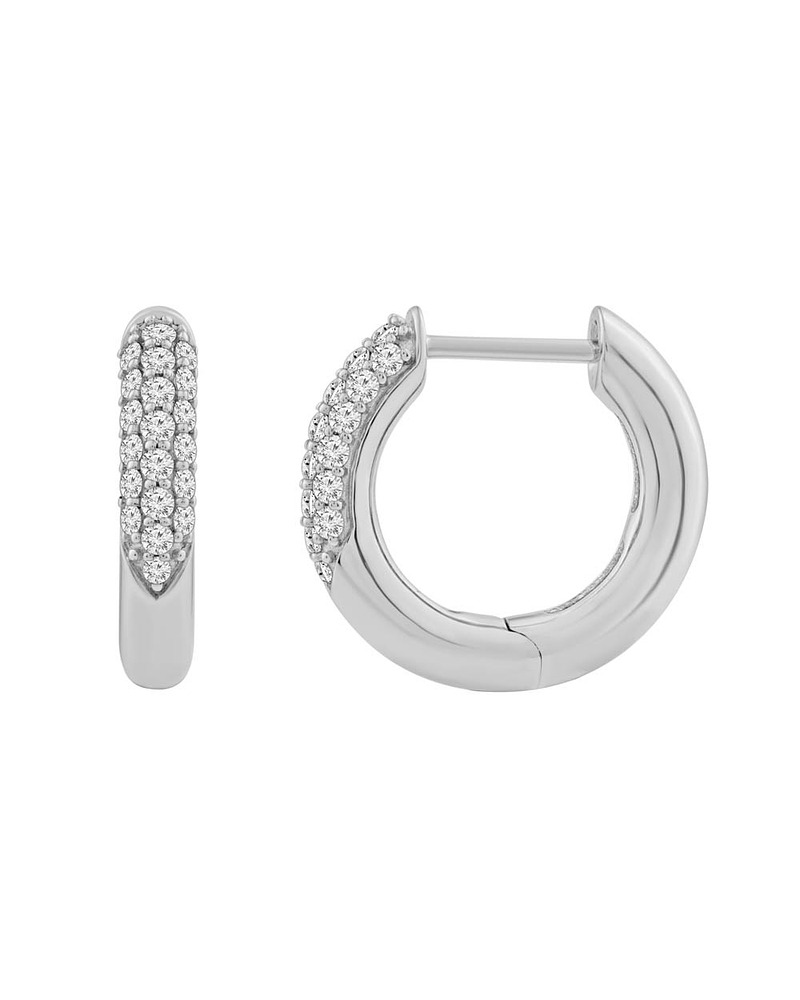 Aros Argollas Diamantes Pavé Oro Blanco 18K