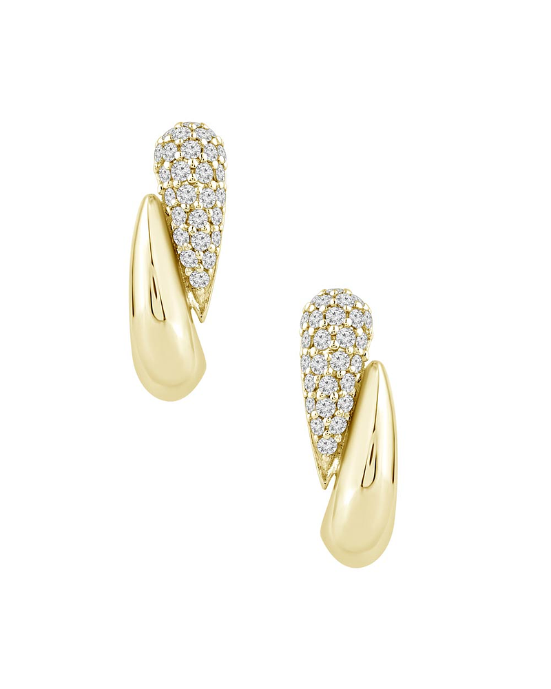 Aros Semi Argollas Diamantes Pavé Oro Amarillo 18K