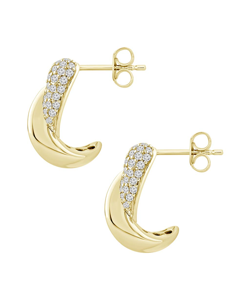 Aros Semi Argollas Diamantes Pavé Oro Amarillo 18K