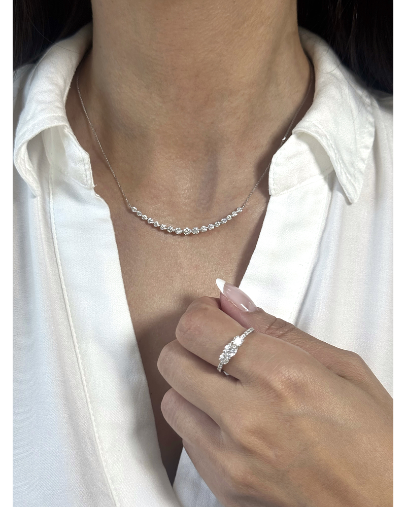 Collar Barrita Grande Diamantes Naturales en Oro Amarillo 18K