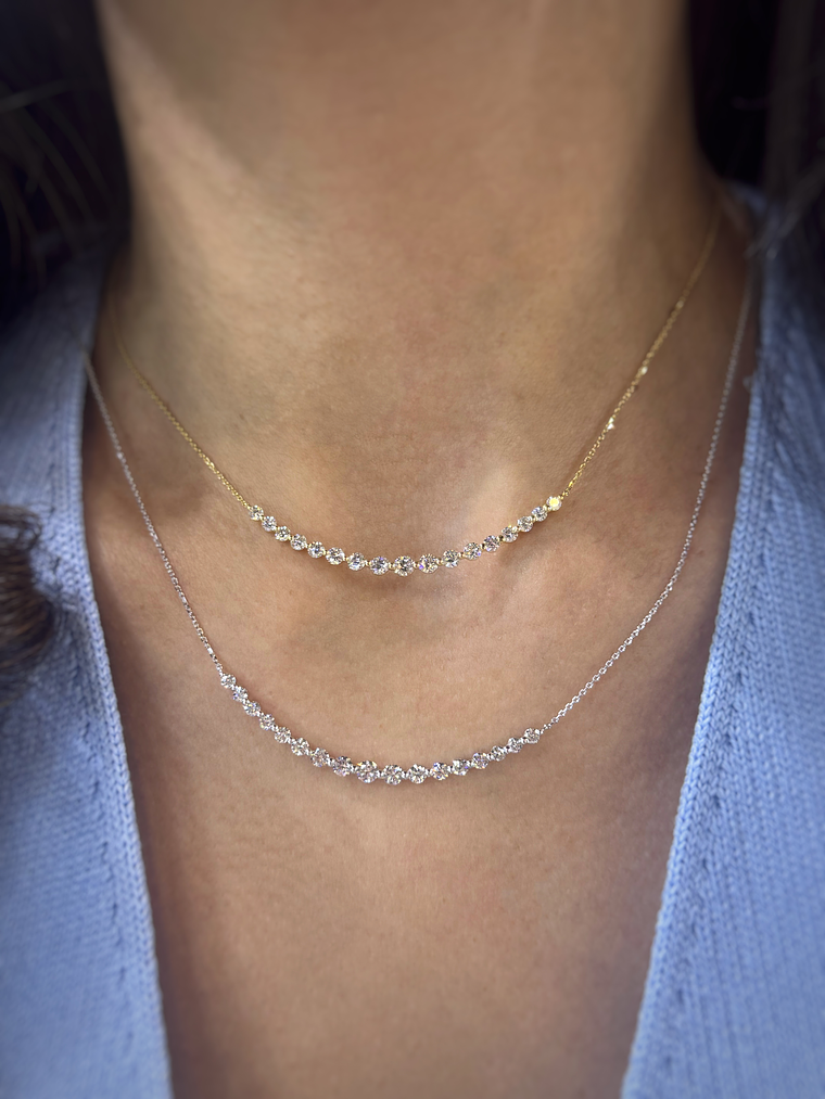 Collar Barrita Grande Diamantes Naturales en Oro Amarillo 18K 4