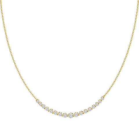 Collar Barrita Grande Diamantes Naturales en Oro Amarillo 18K