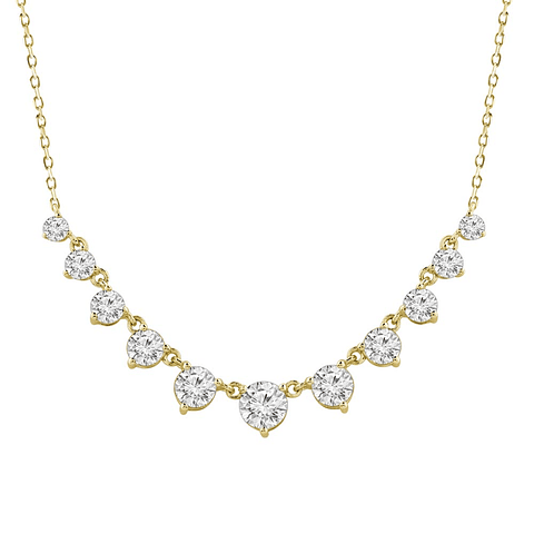 Collar Tennis Curvo Diamantes Naturales en Oro Amarillo 18K