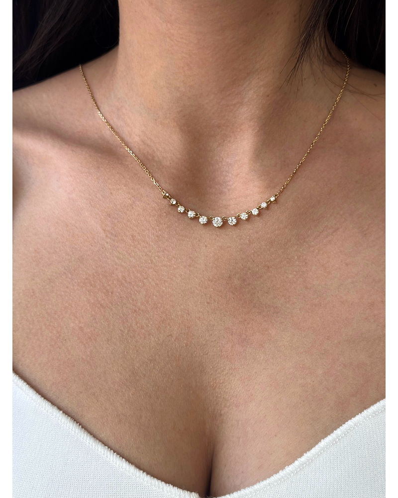 Collar Tennis Curvo Diamantes Naturales en Oro Amarillo 18K