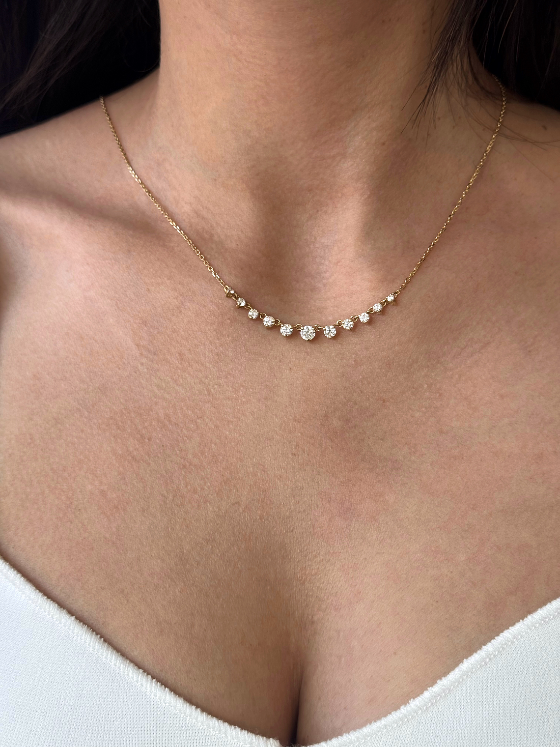 Collar Tennis Curvo Diamantes Naturales en Oro Amarillo 18K 2