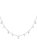 Collar Estrellas y Diamantes Naturales Colgantes en Oro Blanco 18K