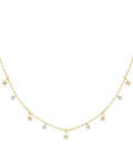 Collar Estrellas y Diamantes Naturales Colgantes en Oro Amarillo 18K