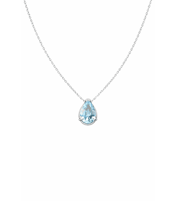 Delicado Collar Aguamarina Gota en Oro Blanco 18K 