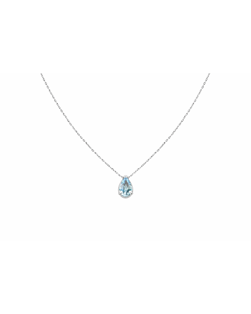 Delicado Collar Aguamarina Gota en Oro Blanco 18K 