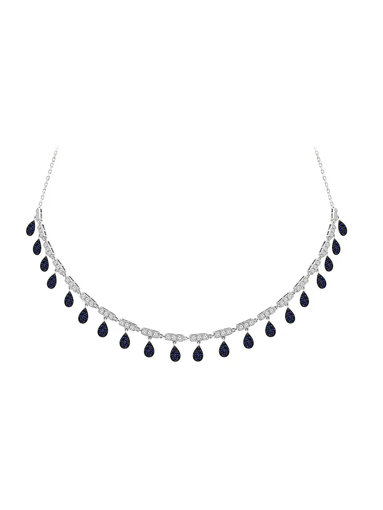 Collar de Diamantes Zafiros Azules Colgantes Oro Blanco 18K 1