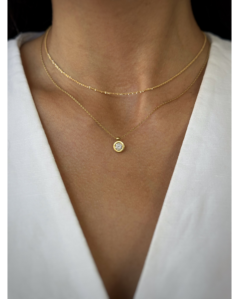 Collar Punto de Luz Bisel Gran Diamante en Oro Blanco 18K