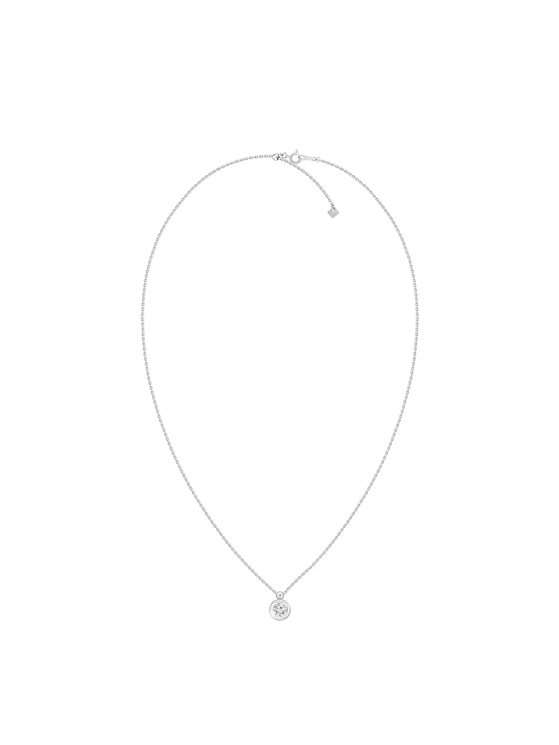 Collar Punto de Luz Bisel Gran Diamante en Oro Blanco 18K 2