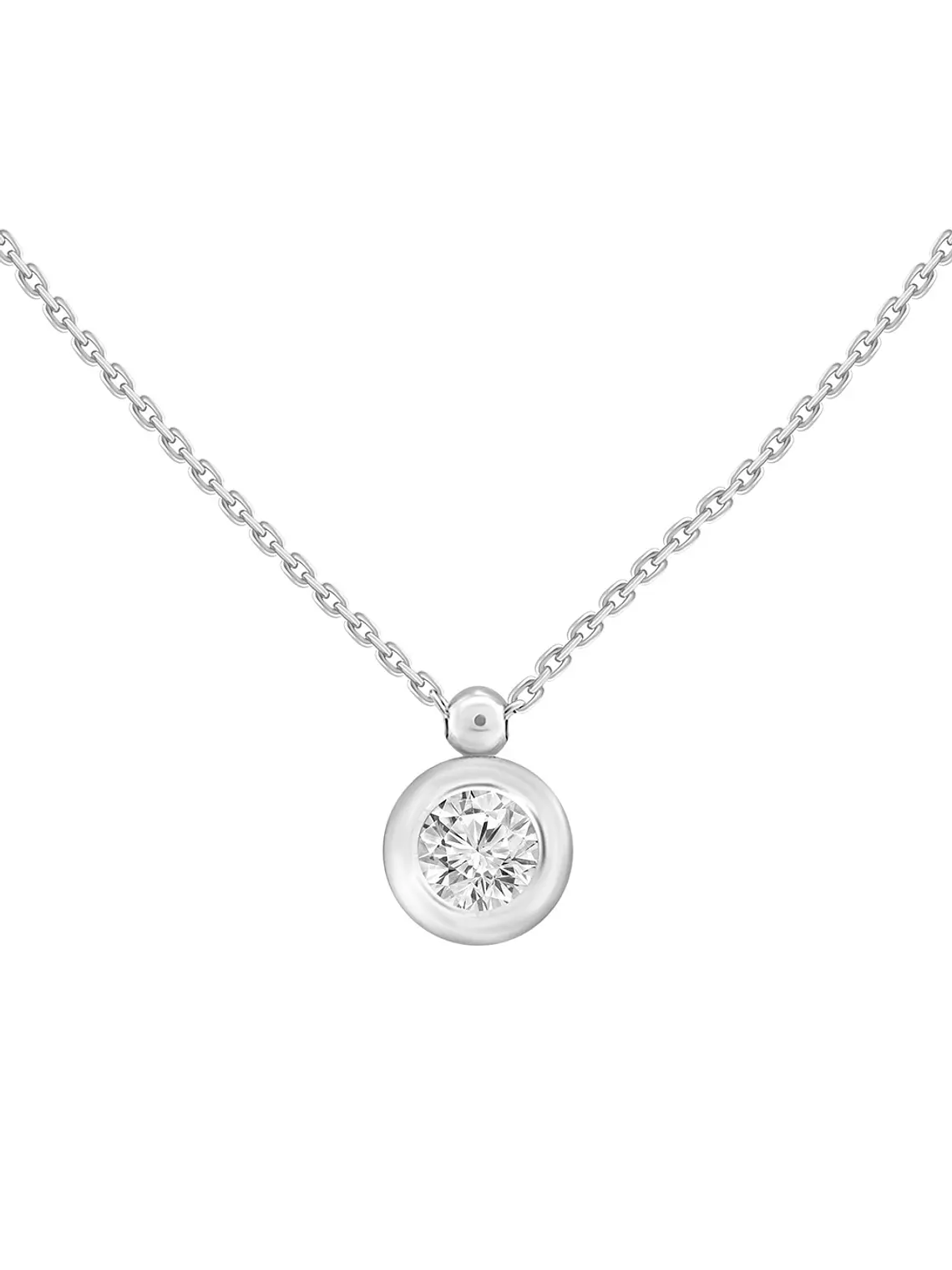 Collar Punto de Luz Bisel Gran Diamante en Oro Blanco 18K 1