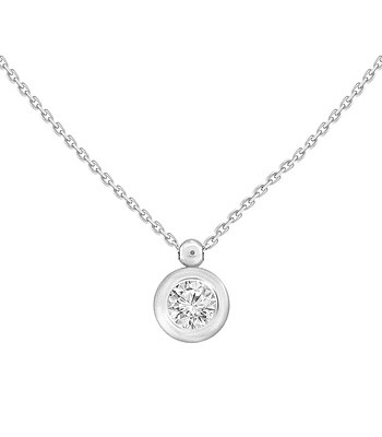 Collar Punto de Luz Bisel Gran Diamante en Oro Blanco 18K