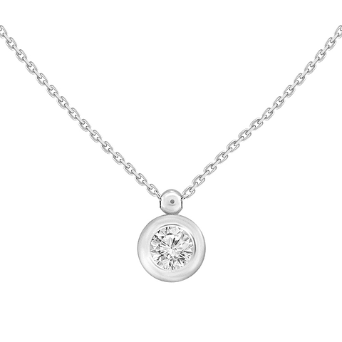 Collar Punto de Luz Bisel Gran Diamante en Oro Blanco 18K