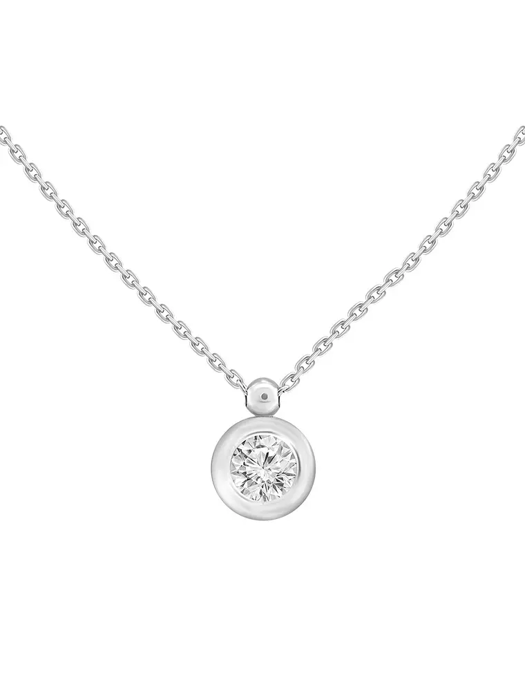 Collar Punto de Luz Bisel Gran Diamante en Oro Blanco 18K 1