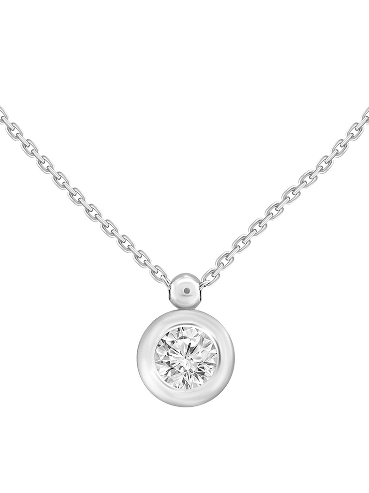 Collar Punto de Luz Bisel Gran Diamante en Oro Blanco 18K 1