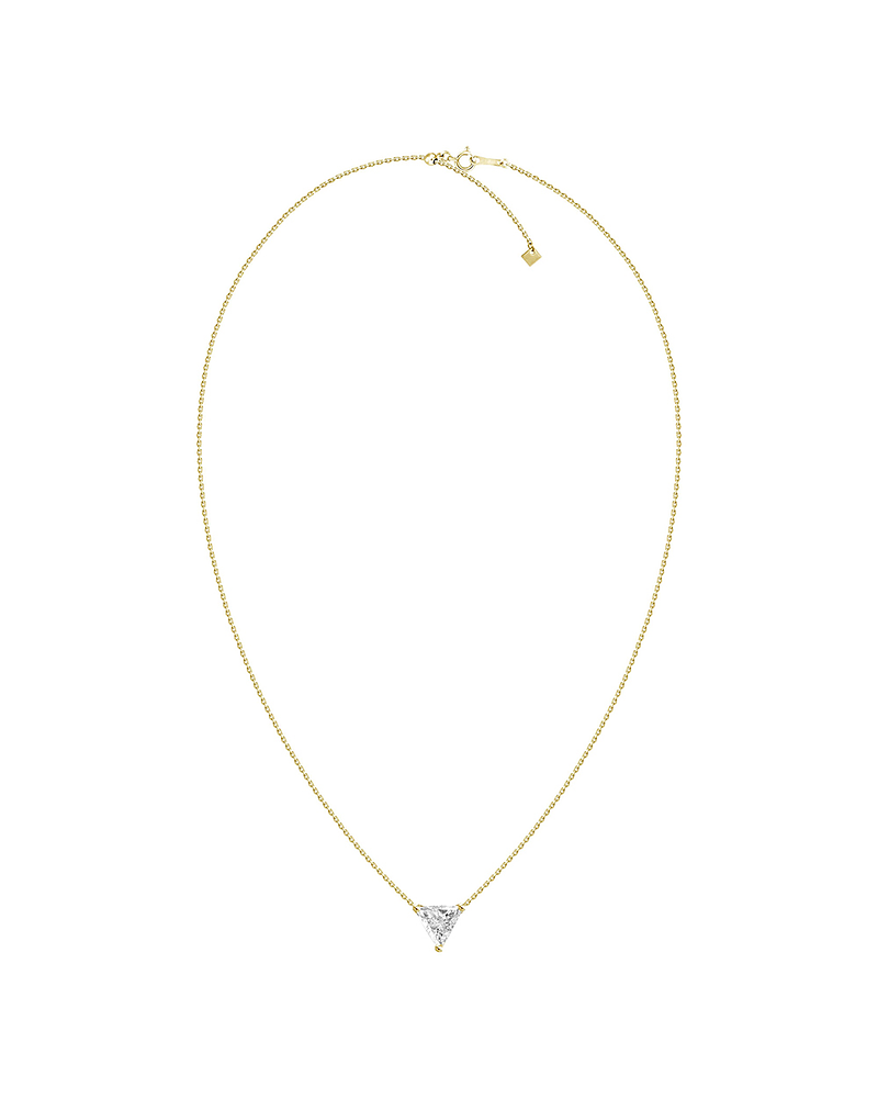 Collar Punto de Luz Diamante Triangular-Trillion- 20 Puntos Oro Amarillo 18K