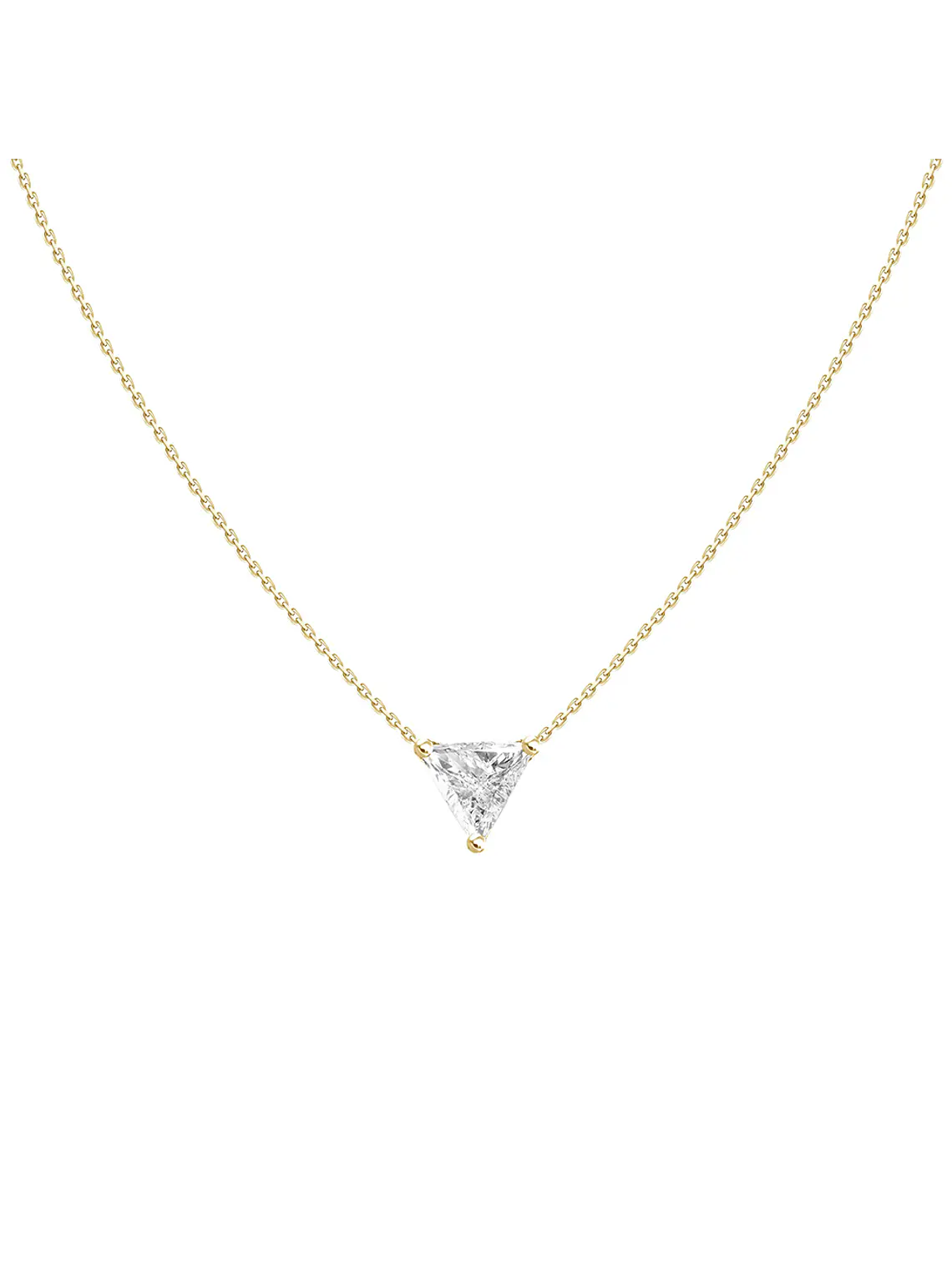 Collar Punto de Luz Diamante Triangular-Trillion- 20 Puntos Oro Amarillo 18K 1